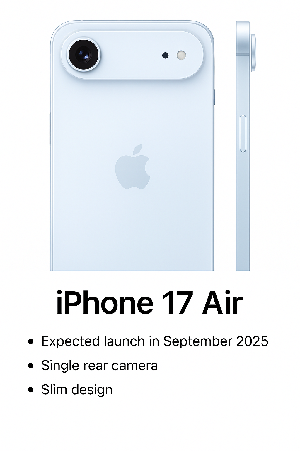 iPhone 17 Air featuring a single rear camera and ultra-slim design