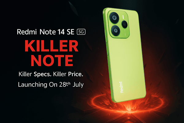 Redmi Note 14 SE 5G in green color with dual camera design, launching on 28th July with budget pricing and 5G features