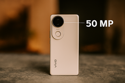 Vivo T4R 5G smartphone with 50MP rear camera in beige finish