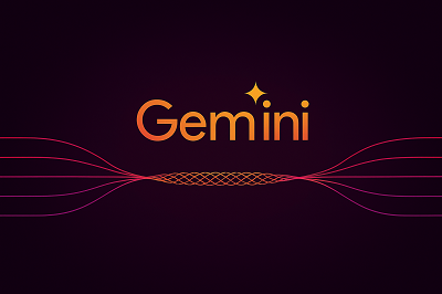 Gemini Pro logo with glowing text and neural design on dark background