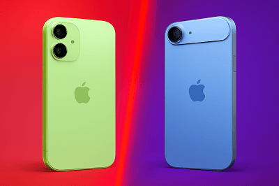 iPhone 17 vs iPhone 17 Air: Which One Should You Buy in 2025? iPhone 17 vs iPhone 17 Air – Rear and side view comparison with branding in background