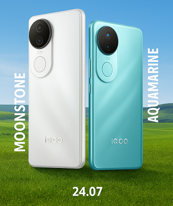 iQOO Z10R phones displayed on a green landscape with clear blue sky