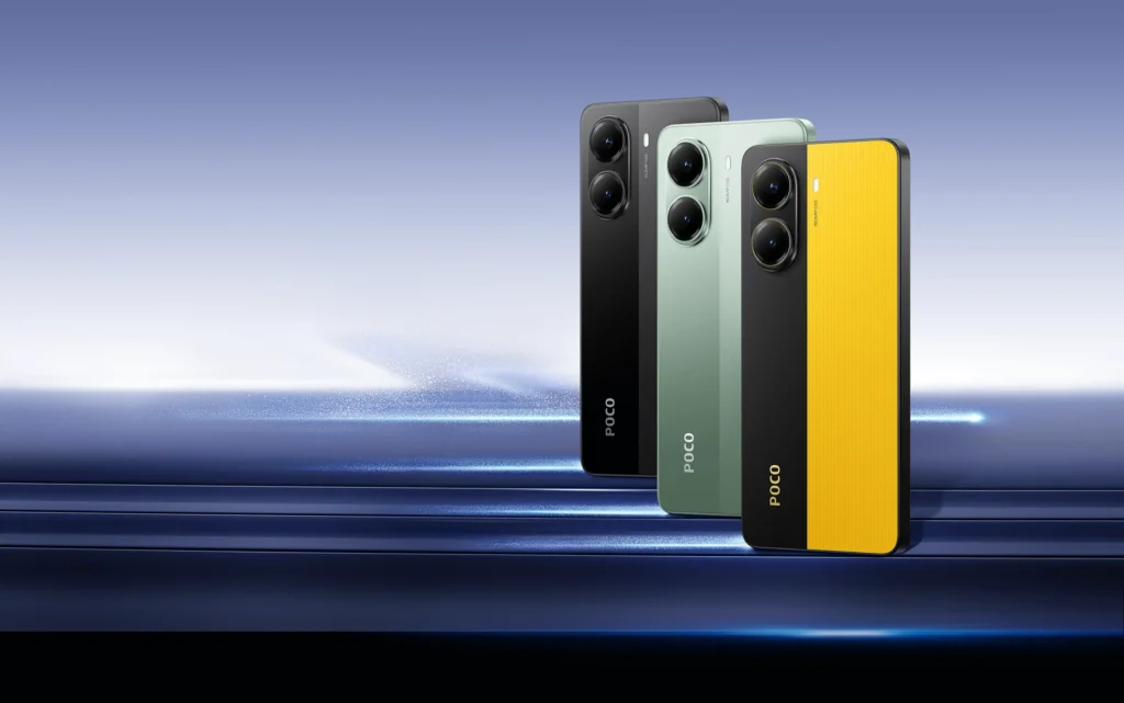 Poco X7 Pro 5G in black, green, and yellow colors – Best Phone Under 25000 in India 2025