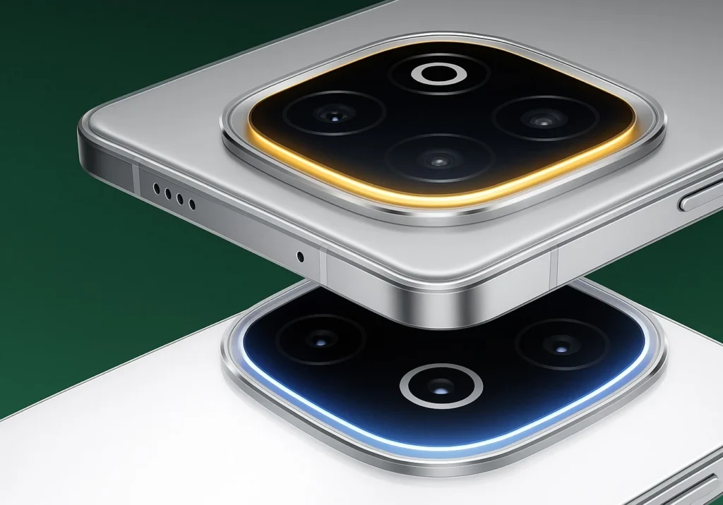 Close-up view of iQOO 15 Pro quad-camera module with glowing ring design