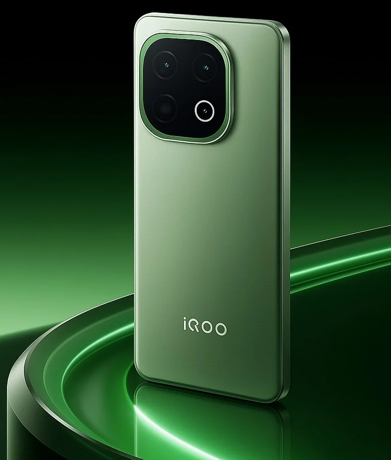 iQOO 15 Pro smartphone in green color with sleek rear camera design