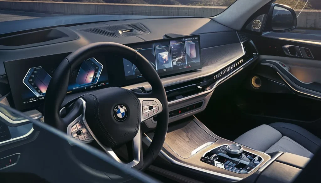 BMW X7 interior with luxury leather seats and advanced dashboard panels