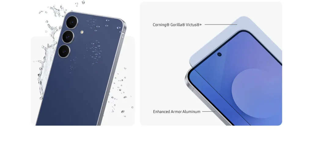 Samsung Galaxy S25 FE water resistance and Gorilla Glass Victus+ protection