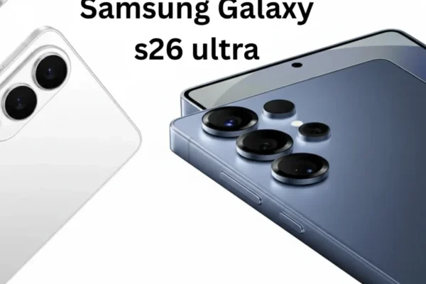 A close-up shot of the massive rear camera module on the conceptual Samsung Galaxy S26 Ultra, showing multiple lenses for advanced zoom.
