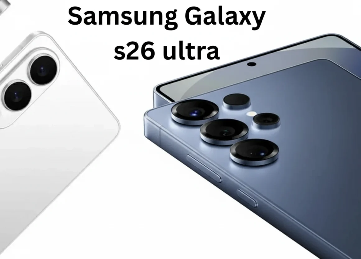 A close-up shot of the massive rear camera module on the conceptual Samsung Galaxy S26 Ultra, showing multiple lenses for advanced zoom.
