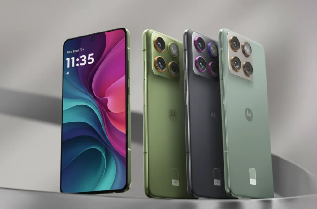 Moto X70 Specifications India Price: Graphic highlighting the Snapdragon 7 Gen 4 processor, 68W fast charging, and 4800mAh battery.