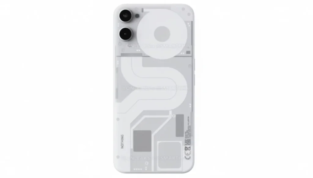 Nothing Phone (2a) render showing its transparent back design with internal components visible, a unique Best AI Camera Phone.