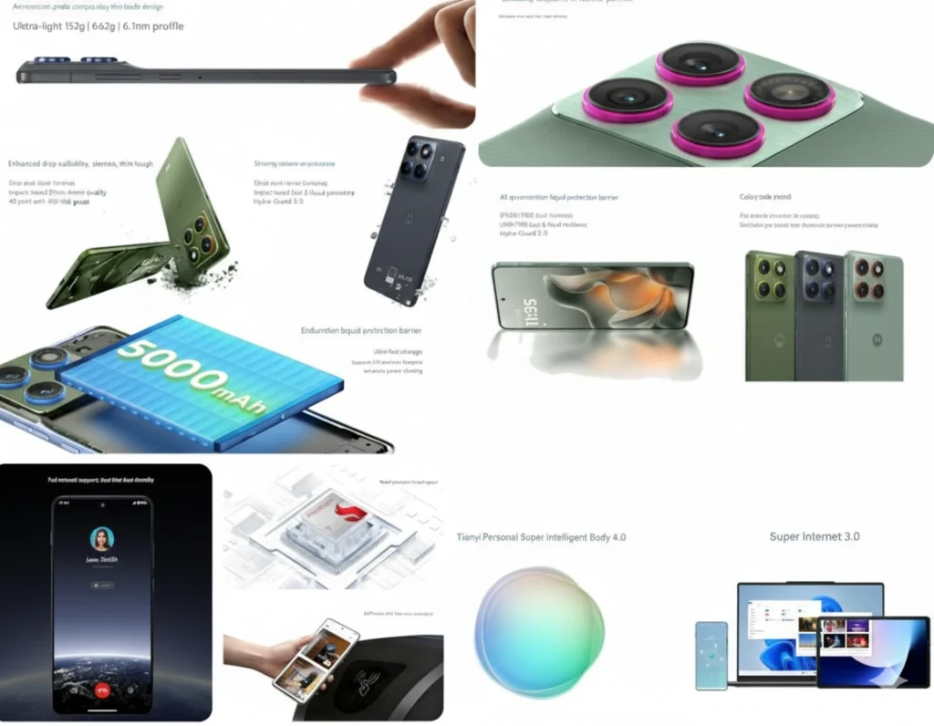 Moto X70 Specifications India Price: Bright, full-screen view of the 6.7-inch 120Hz pOLED display with minimal bezels and a central punch-hole camera.