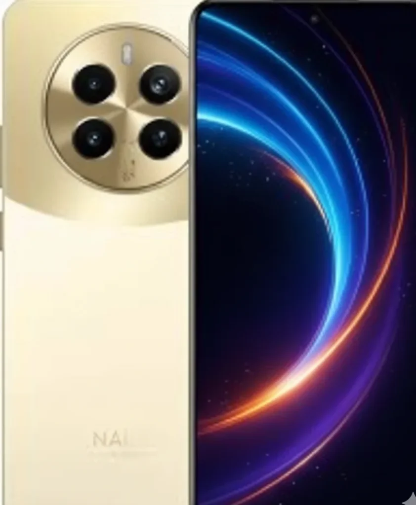 Gold/beige smartphone featuring a large, prominent circular quad-camera setup and a vibrant display wallpaper, representing the Best 120W Fast Charging Phones Under ₹20000.