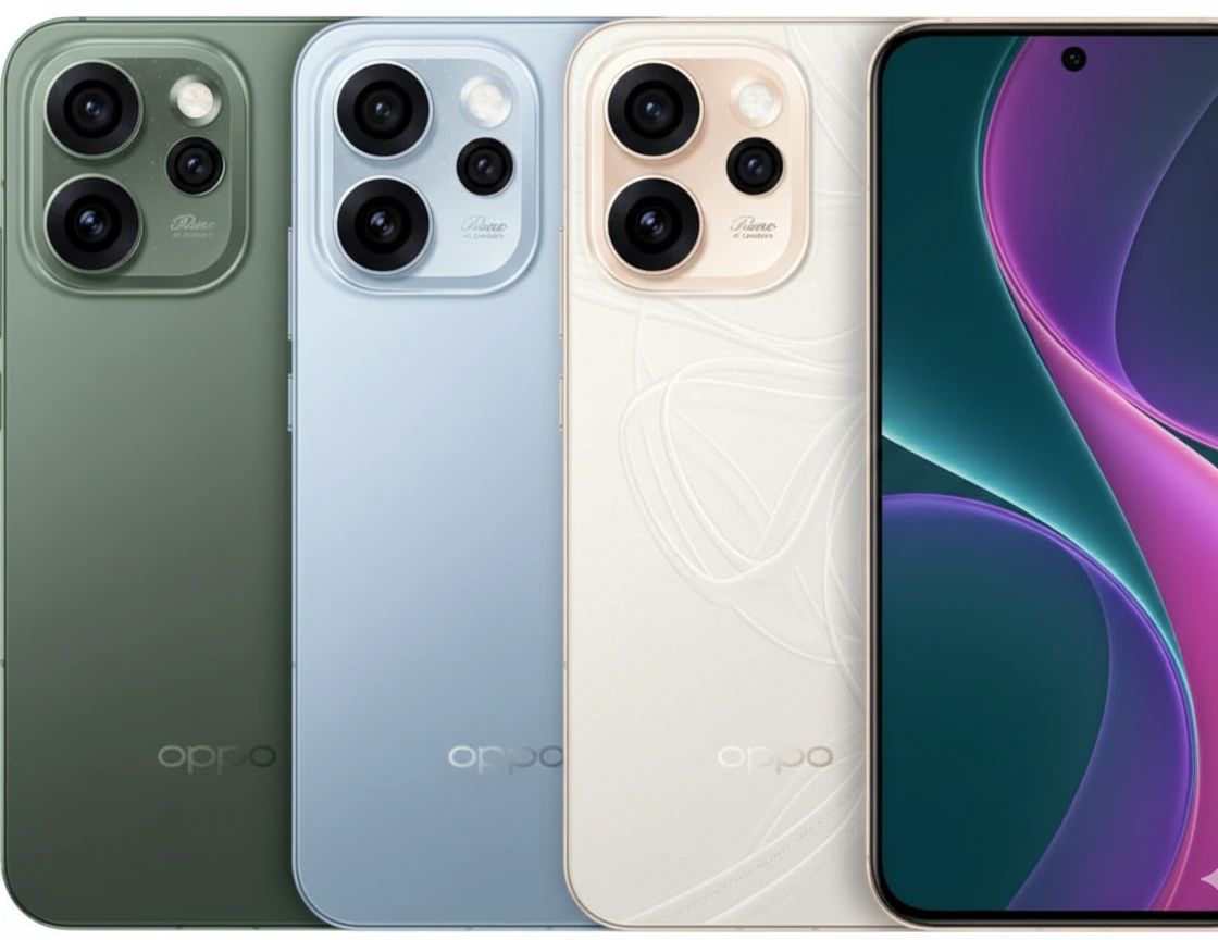 Oppo Reno 15 Pro Features: A dynamic shot of the Oppo Reno 15 Pro, highlighting its slim profile, immersive display, and complete design from a user's perspective.
