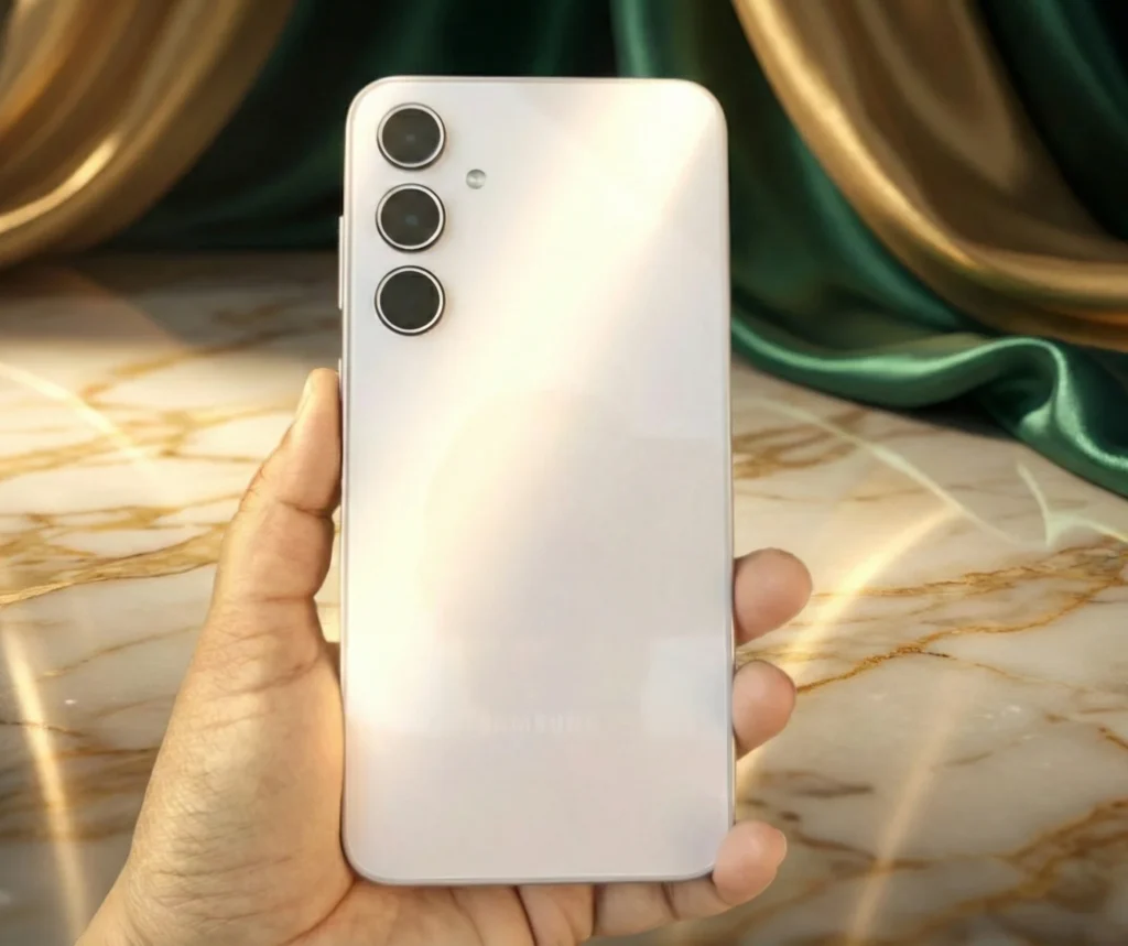 Best Phone for Students in 2026 with sleek white design and triple rear camera held in hand