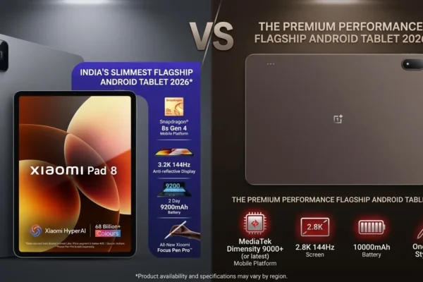 OnePlus Pad 4 vs Xiaomi Pad 8 full comparison image showing specs and features