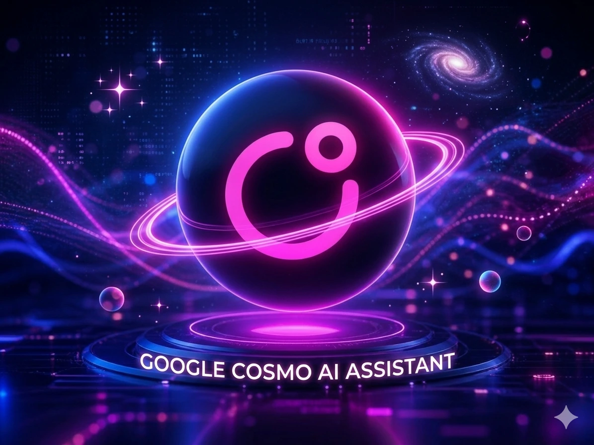 Google Cosmo AI Assistant concept showing smart digital assistant interface and AI interaction